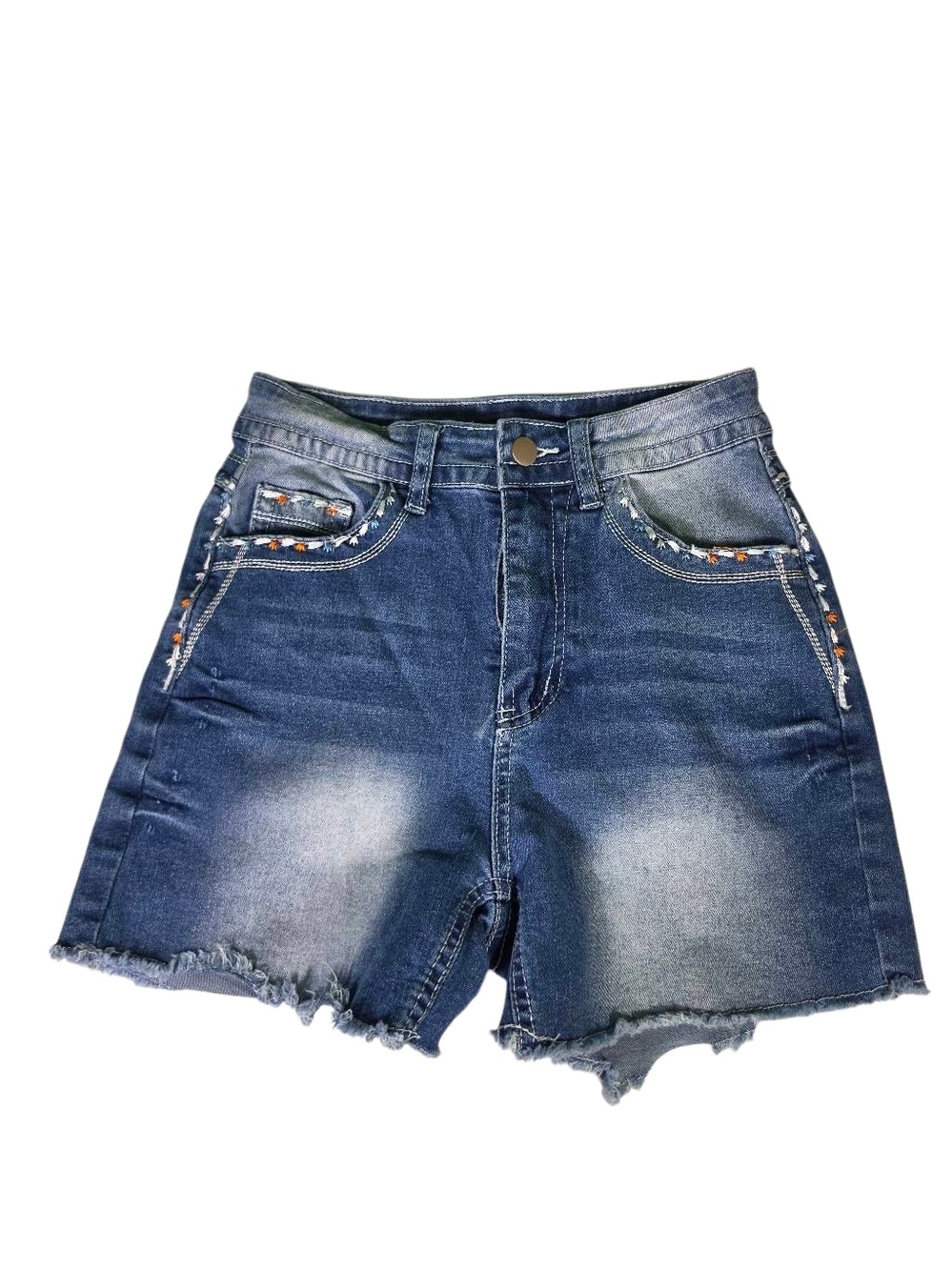 Women’s Distressed Indigo Denim Shorts